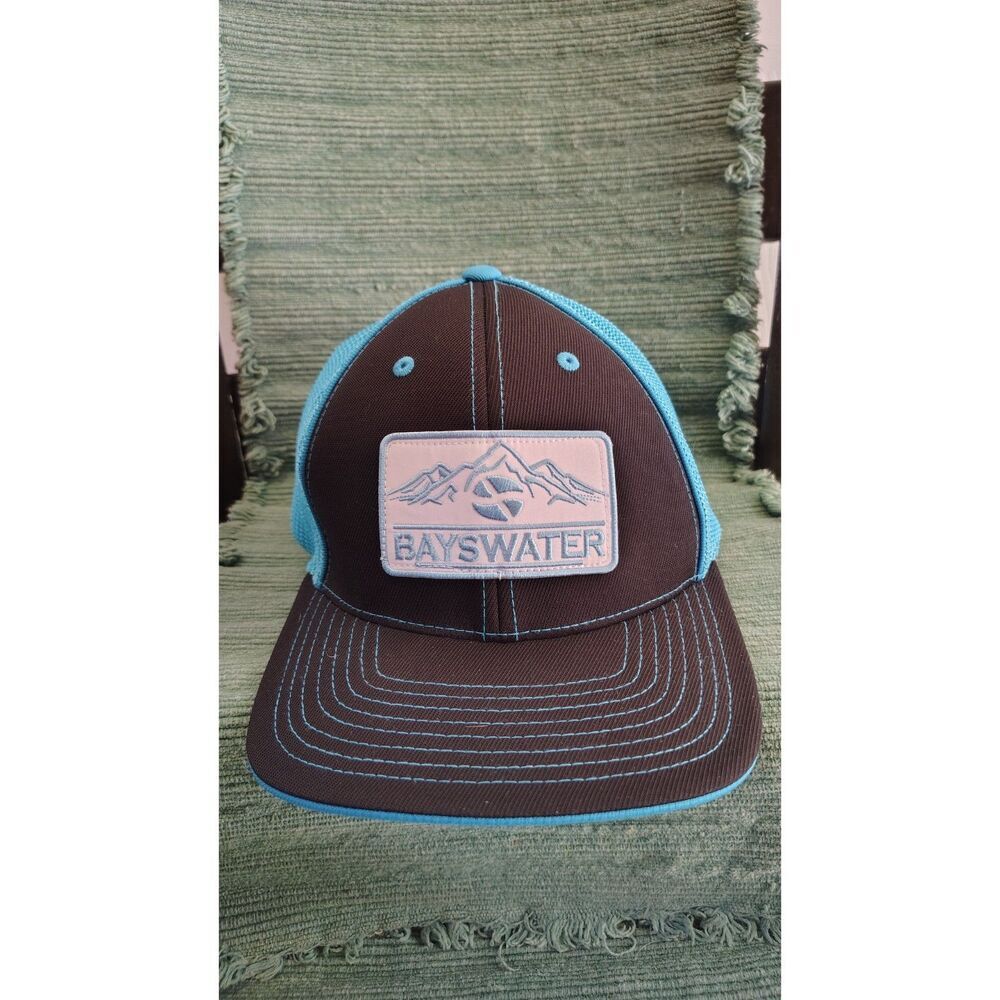 Pacific Headwear Pro Model BaysWATER Black and Blue Trucker Stretch Fit Hat L-XL